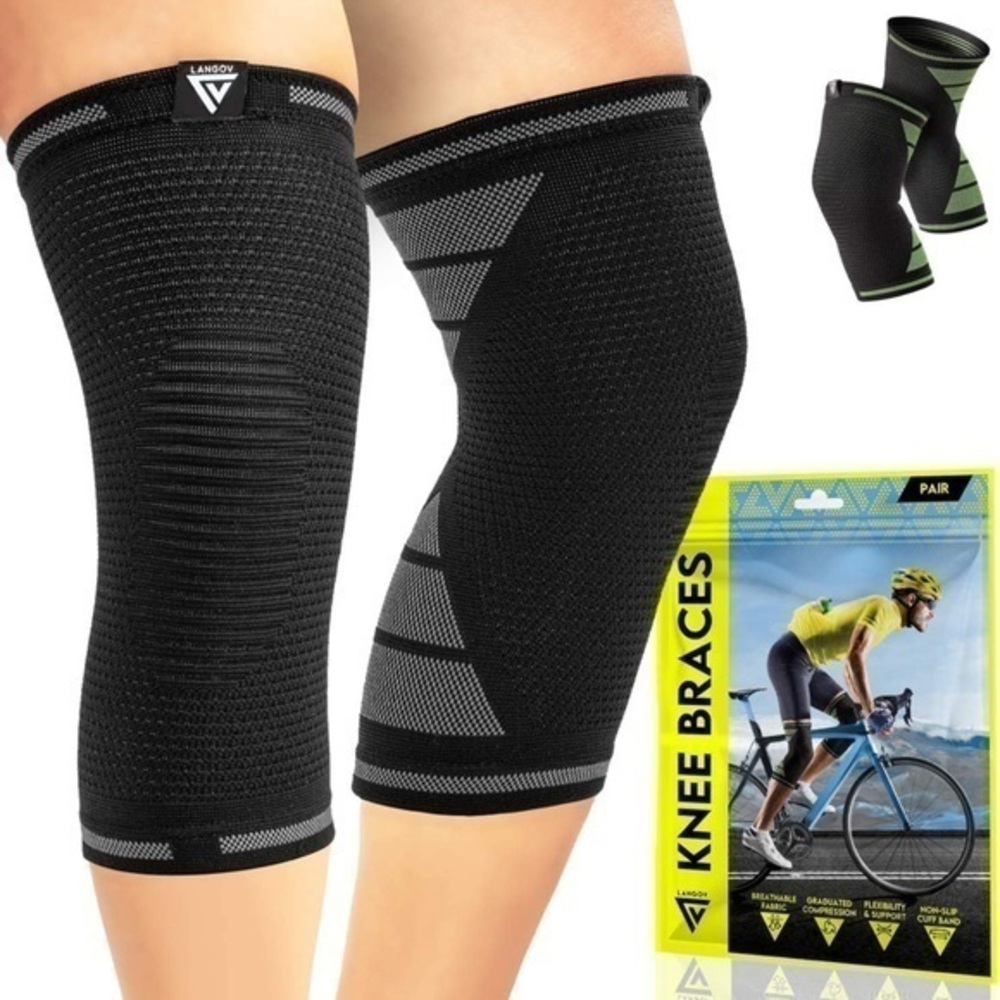 LANGOV Compression Knee Sleeves for Knee Pain support for Women & Men -XXL